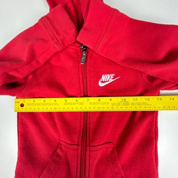 Nike Hooded Sweatshirt Size 4XS Little Boys Club Fleece Zip Front Red Jacket - Picture 6 of 10